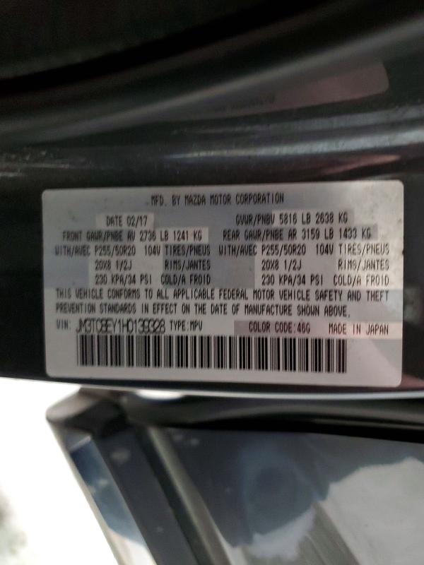 47479756 :رقم المزاد ، JM3TCBEY1H0139328 vin ، 2017 Mazda Cx-9 مزاد بيع