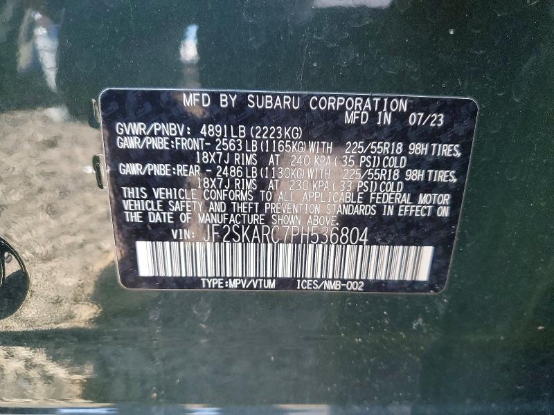 Aukcja sprzedaży 2023 Subaru Forester, vin: JF2SKARC7PH536804, numer aukcji: 47334706
