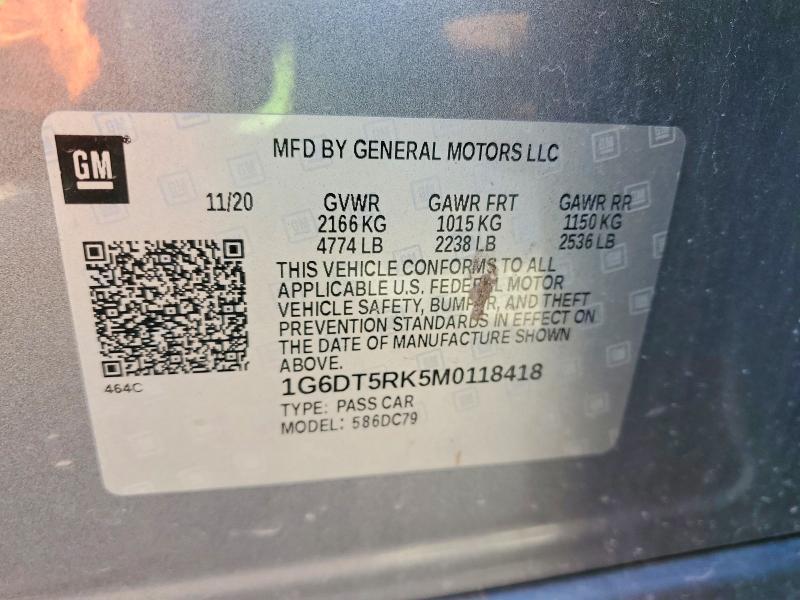 2021 Cadillac Ct5 მანქანა იყიდება აუქციონზე, vin: 1G6DT5RK5M0118418, აუქციონის ნომერი: 47477956