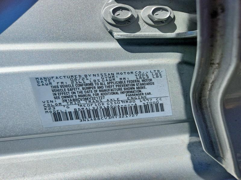 Aukcja sprzedaży 2021 Nissan Sentra, vin: 3N1AB8CV3MY321727, numer aukcji: 46472086