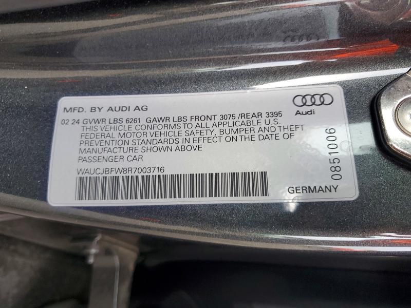 Aukcja sprzedaży 2024 Audi E-tron Gt, vin: WAUCJBFW8R7003716, numer aukcji: 47428886