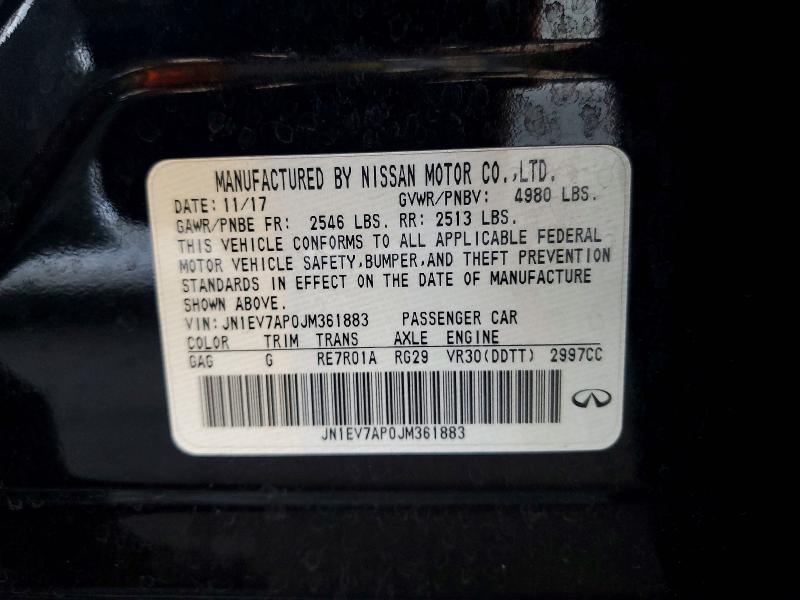 Aukcja sprzedaży 2018 Infiniti Q50, vin: JN1EV7AP0JM361883, numer aukcji: 47655016