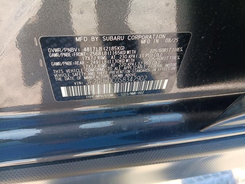 2025 Subaru Crosstrek მანქანა იყიდება აუქციონზე, vin: JF2GUHDC0S8342902, აუქციონის ნომერი: 46764836