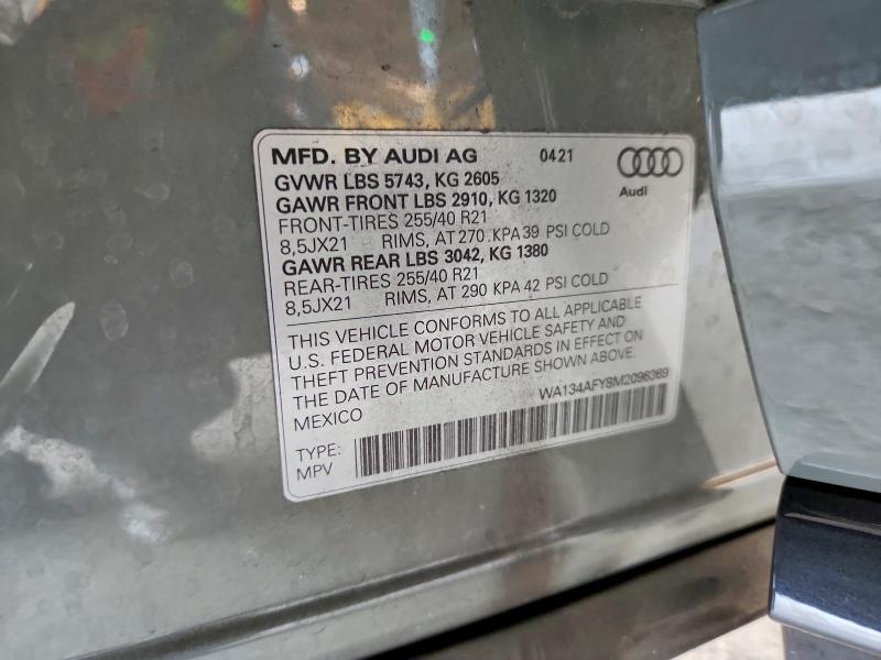 Продаж на аукціоні авто 2021 Audi Sq5, vin: WA134AFY8M2096369, номер лоту: 78782755