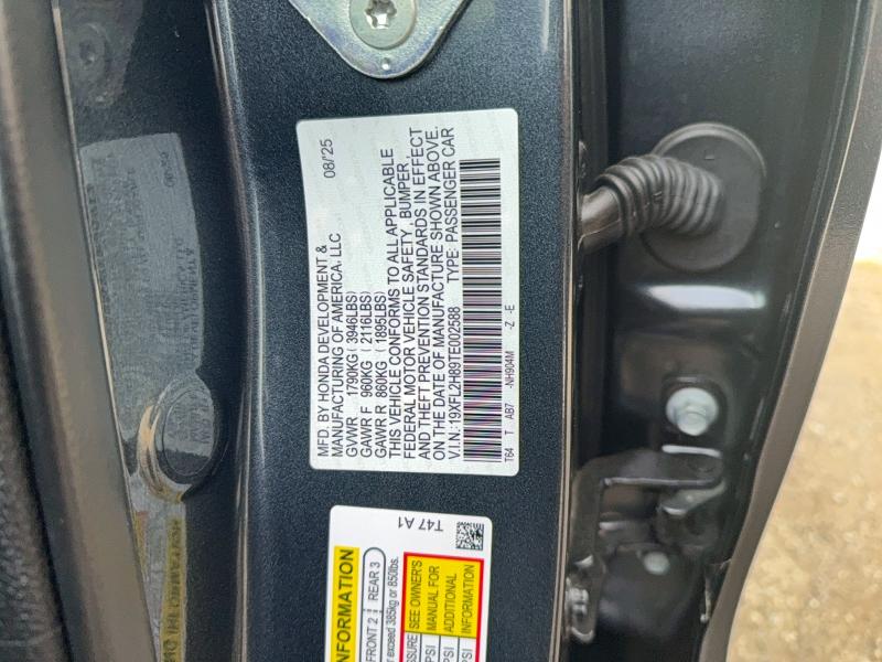 2026 Honda Civic მანქანა იყიდება აუქციონზე, vin: 19XFL2H89TE002588, აუქციონის ნომერი: 47538806