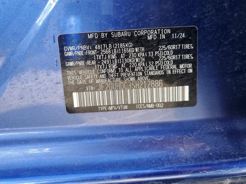46000196 :رقم المزاد ، JF2GUHDC3SH212886 vin ، 2025 Subaru Crosstrek مزاد بيع