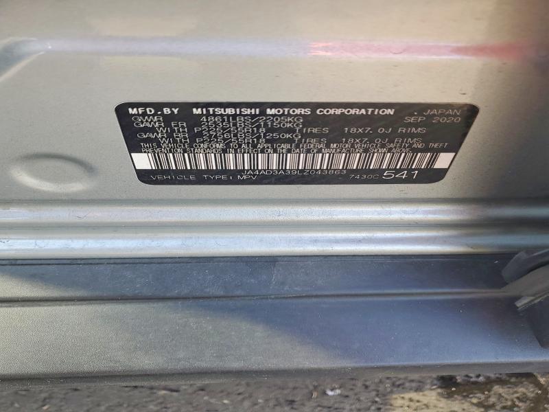 Aukcja sprzedaży 2020 Mitsubishi Outlander, vin: JA4AD3A39LZ043863, numer aukcji: 47100426