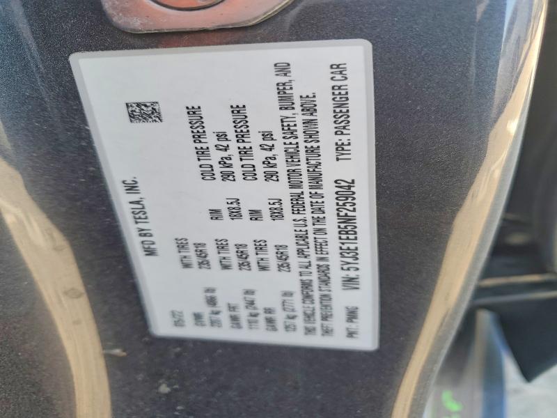 2022 Tesla Model 3 მანქანა იყიდება აუქციონზე, vin: 5YJ3E1EB5NF259042, აუქციონის ნომერი: 47369126