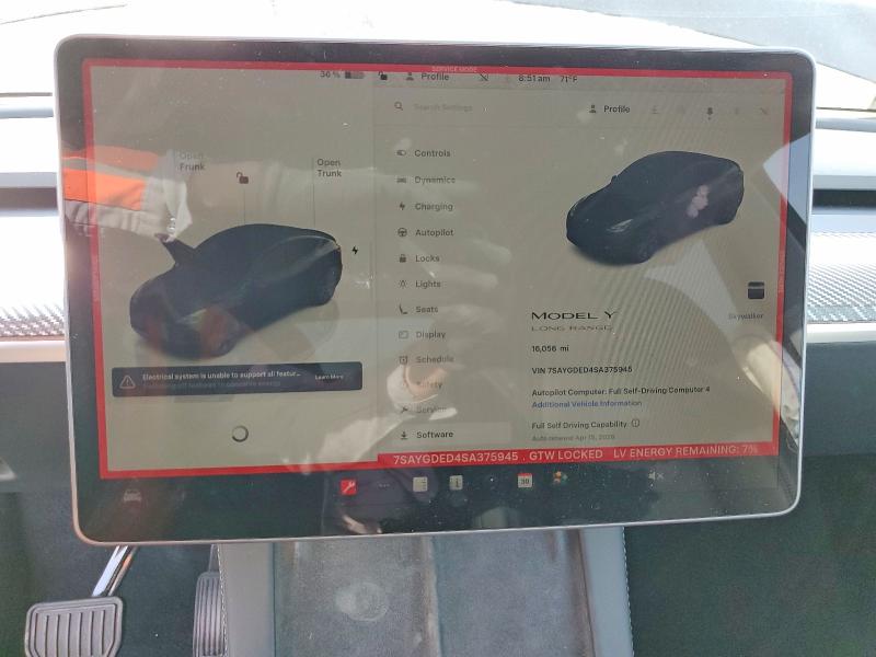 2025 Tesla Model Y მანქანა იყიდება აუქციონზე, vin: 7SAYGDED4SA375945, აუქციონის ნომერი: 47882736