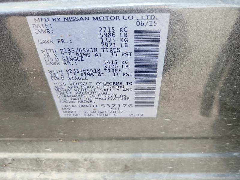 79017335 :رقم المزاد ، 5N1AL0MN7FC537176 vin ، 2015 Infiniti Qx60 مزاد بيع