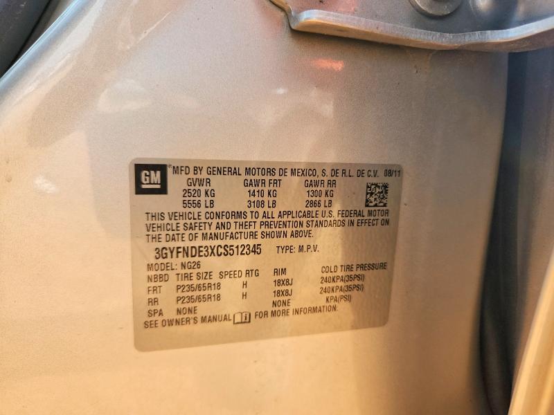 79806685 :رقم المزاد ، 3GYFNDE3XCS512345 vin ، 2012 Cadillac Srx مزاد بيع