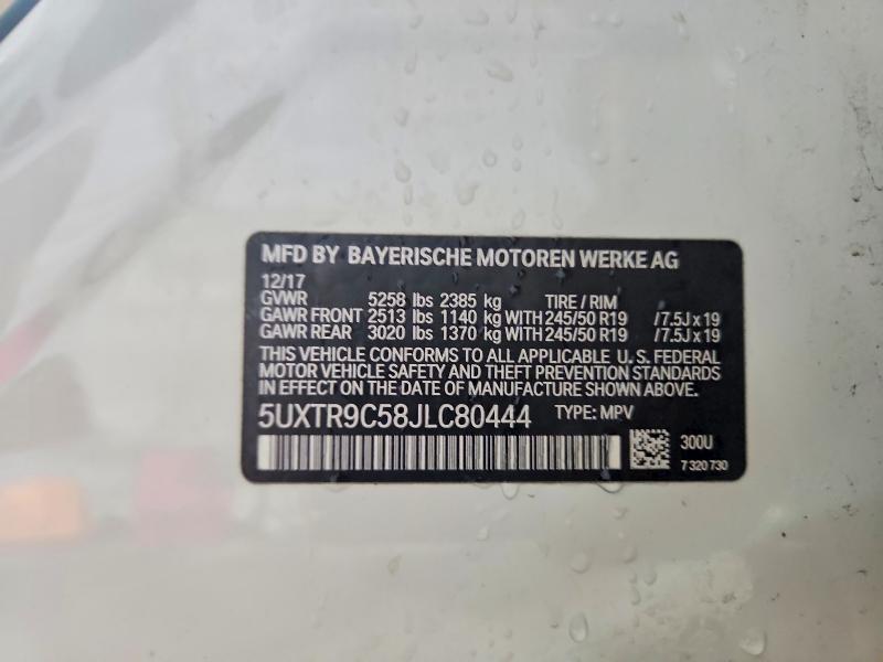 45480886 :رقم المزاد ، 5UXTR9C58JLC80444 vin ، 2018 Bmw X3 مزاد بيع