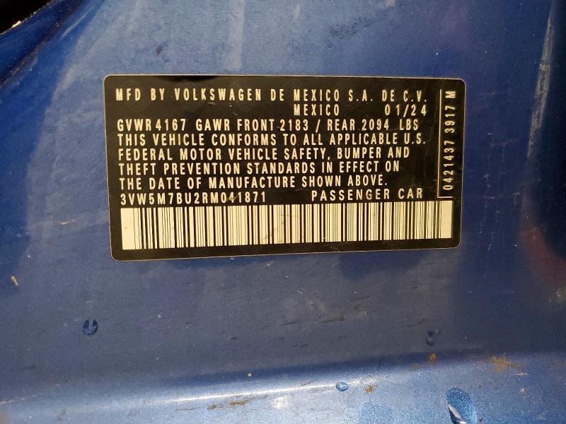 41895846 :رقم المزاد ، 3VW5M7BU2RM041871 vin ، 2024 Volkswagen Jetta مزاد بيع
