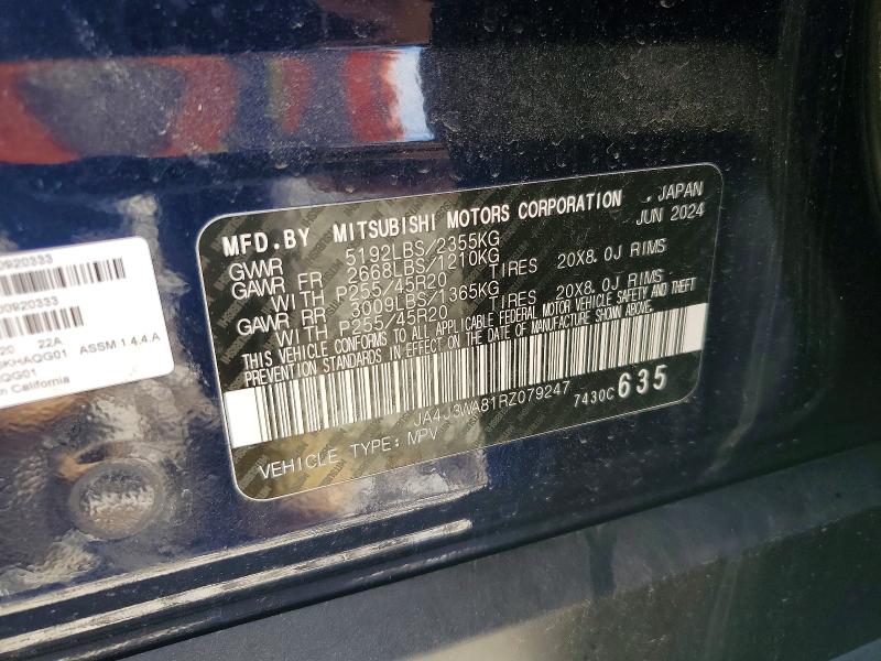 Продаж на аукціоні авто 2024 Mitsubishi Outlander, vin: JA4J3WA81RZ079247, номер лоту: 46635096