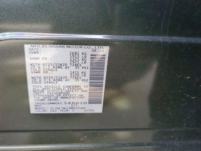 79991955 :رقم المزاد ، 5N1AL0MM0EC548610 vin ، 2014 Infiniti Qx60 مزاد بيع