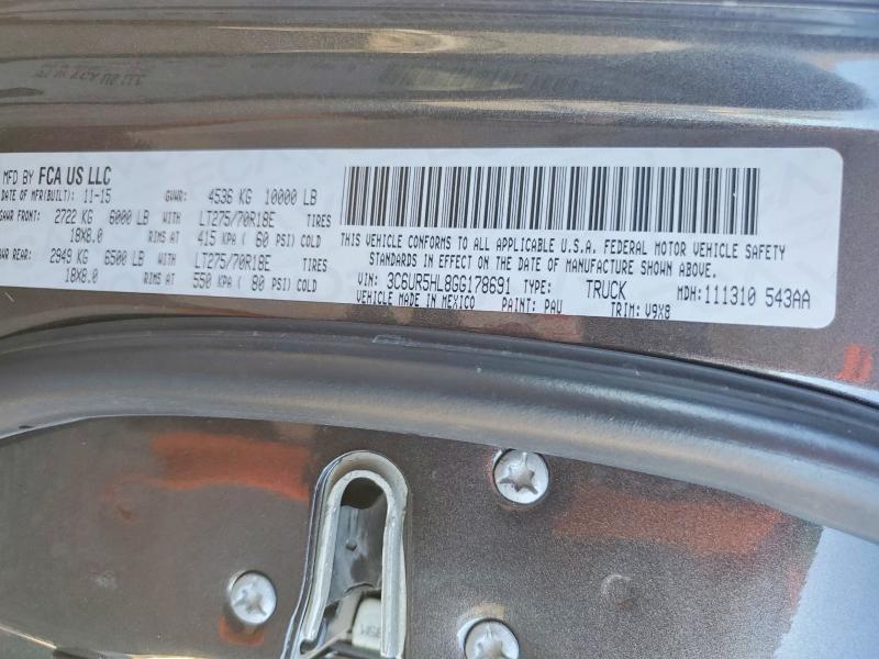2016 Ram 2500 მანქანა იყიდება აუქციონზე, vin: 3C6UR5HL8GG178691, აუქციონის ნომერი: 79909505