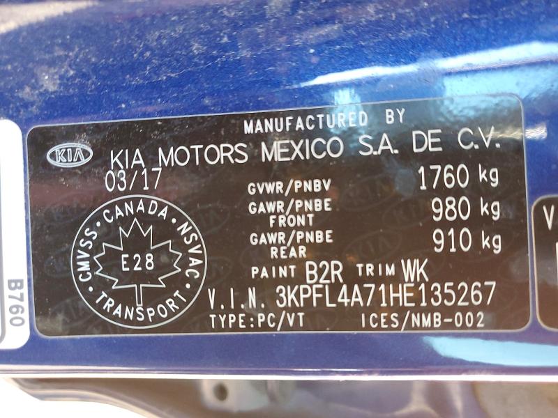 Продажа на аукционе авто 2017 Kia Forte, vin: 3KPFL4A71HE135267, номер лота: 45461616