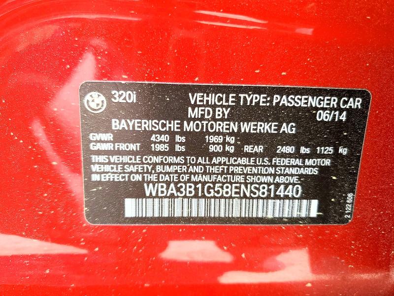 Продажа на аукционе авто 2014 Bmw 320, vin: WBA3B1G58ENS81440, номер лота: 47125306