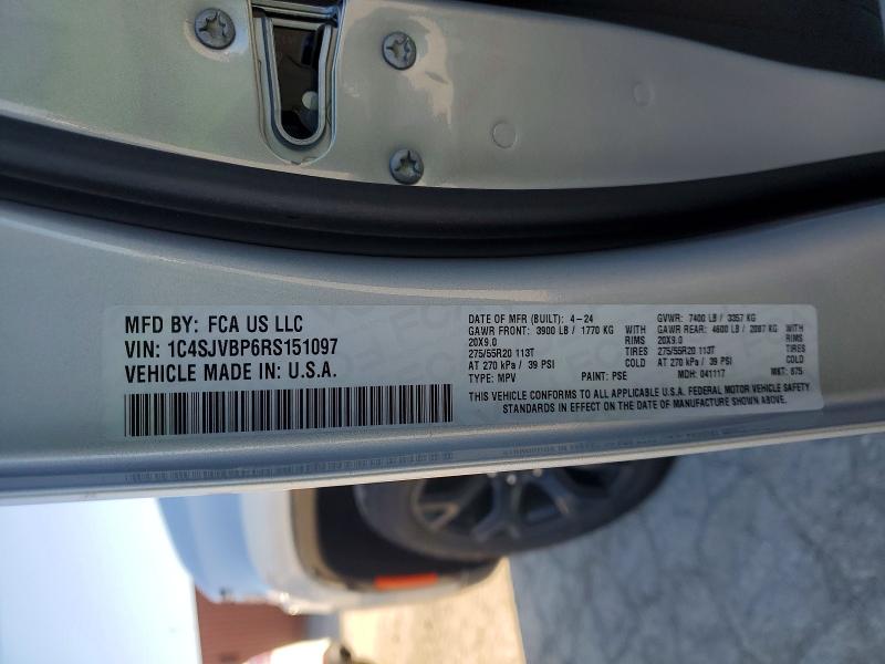 2024 Jeep Wagoneer მანქანა იყიდება აუქციონზე, vin: 1C4SJVBP6RS151097, აუქციონის ნომერი: 47250966