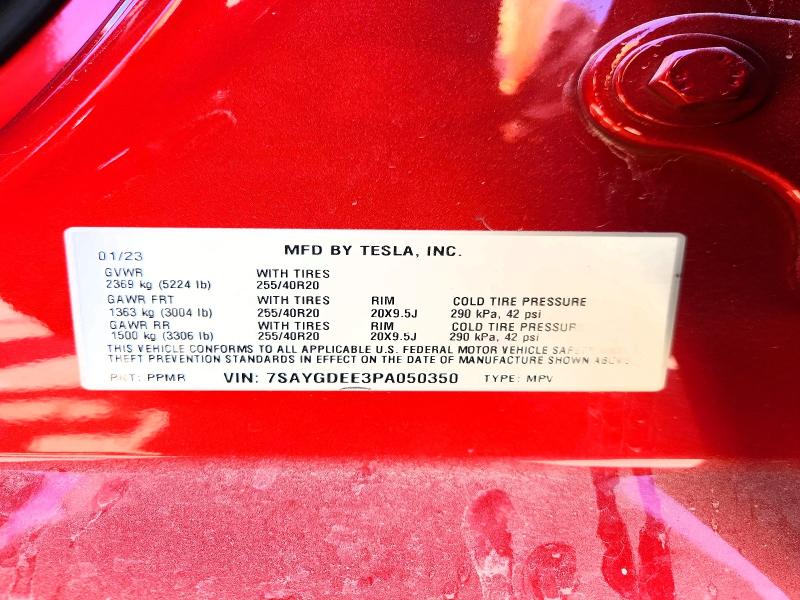45968836 :رقم المزاد ، 7SAYGDEE3PA050350 vin ، 2023 Tesla Model Y مزاد بيع