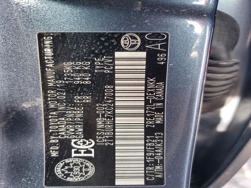 Продажа на аукционе авто 2019 Toyota Corolla, vin: 2T1BURHE7KC247008, номер лота: 47533336