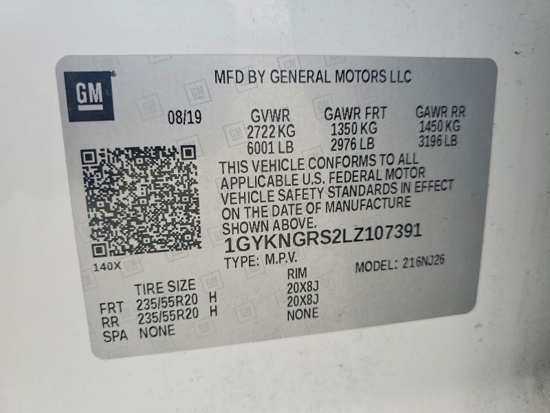 2020 Cadillac Xt5 მანქანა იყიდება აუქციონზე, vin: 1GYKNGRS2LZ107391, აუქციონის ნომერი: 47935826