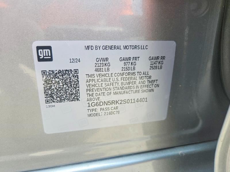 2025 Cadillac Ct5 მანქანა იყიდება აუქციონზე, vin: 1G6DN5RK2S0114401, აუქციონის ნომერი: 46295786