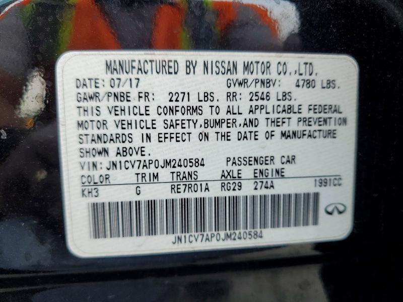79832965 :رقم المزاد ، JN1CV7AP0JM240584 vin ، 2018 Infiniti Q50 مزاد بيع