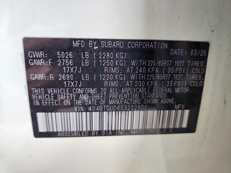 Продажа на аукционе авто 2025 Subaru Outback, vin: 4S4BTGUD6S3232900, номер лота: 46826936