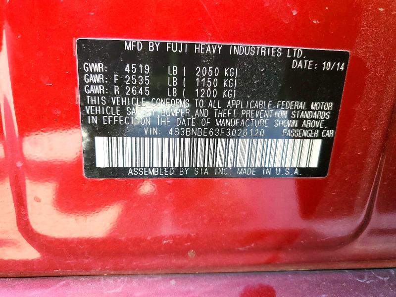 Aukcja sprzedaży 2015 Subaru Legacy, vin: 4S3BNBE63F3026120, numer aukcji: 47235346