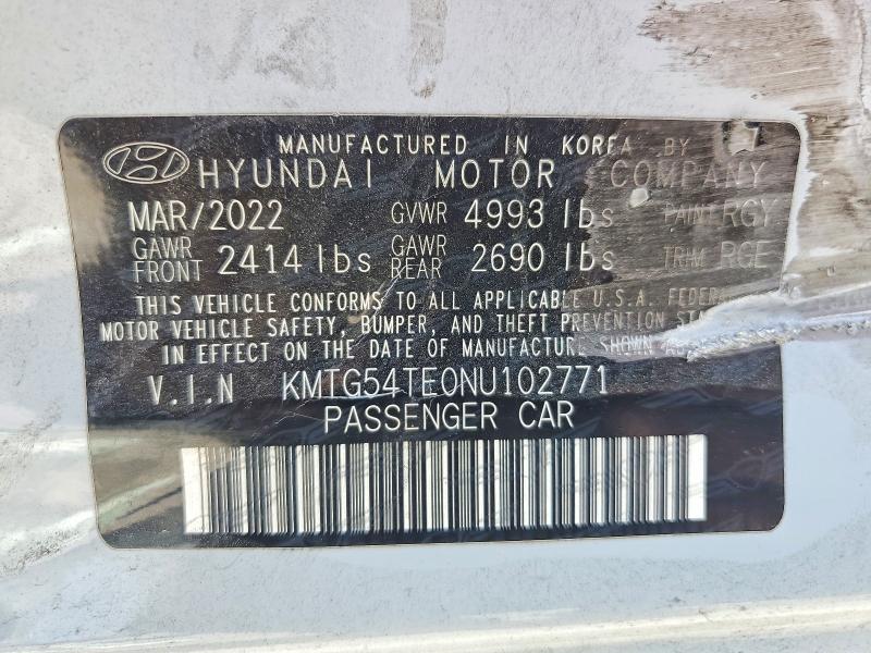 46769976 :رقم المزاد ، KMTG54TE0NU102771 vin ، 2022 Genesis G70 مزاد بيع