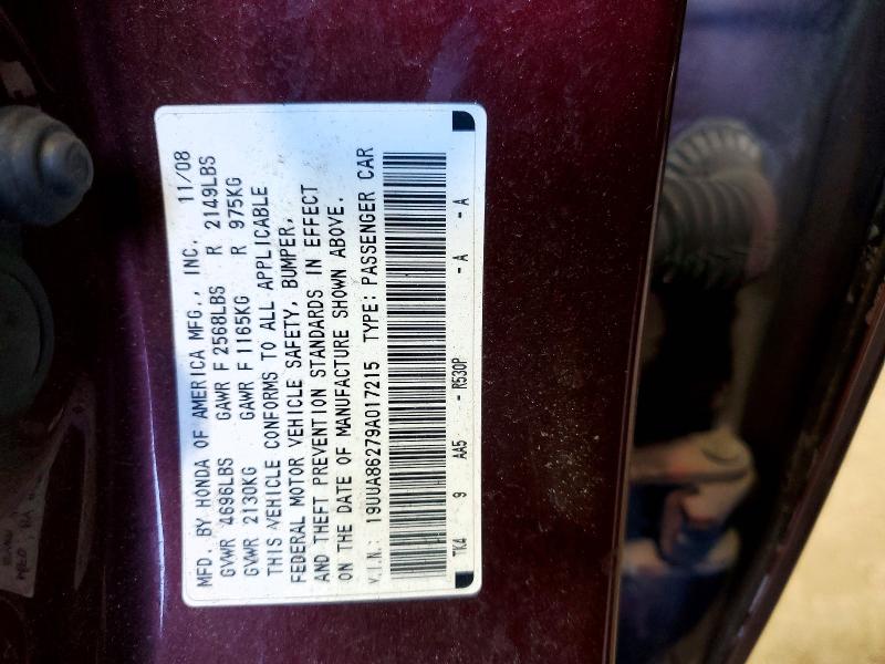 Aukcja sprzedaży 2009 Acura Tl, vin: 19UUA86279A017215, numer aukcji: 78786455