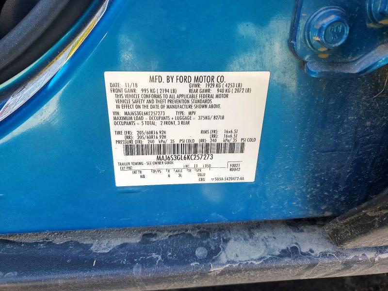 Продаж на аукціоні авто 2019 Ford Ecosport, vin: MAJ6S3GL6KC257273, номер лоту: 47093386