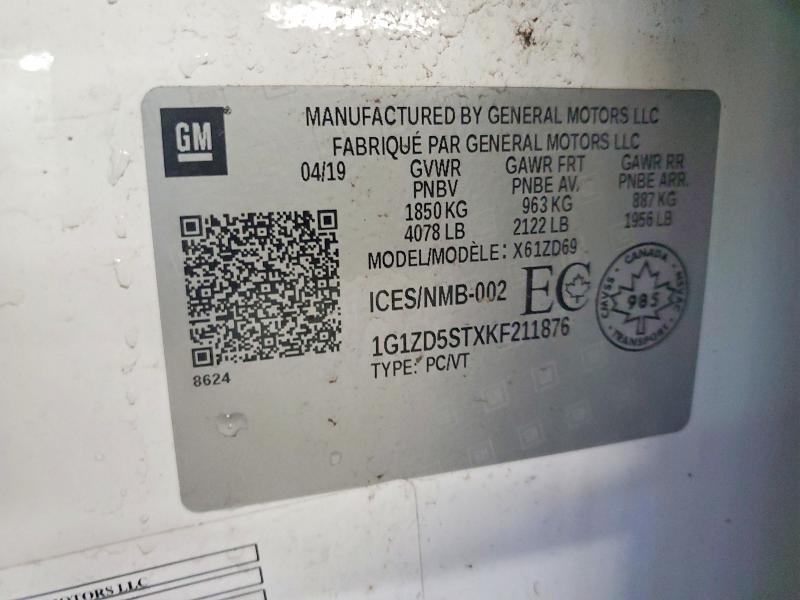 Aukcja sprzedaży 2019 Chevrolet Malibu, vin: 1G1ZD5STXKF211876, numer aukcji: 47534926