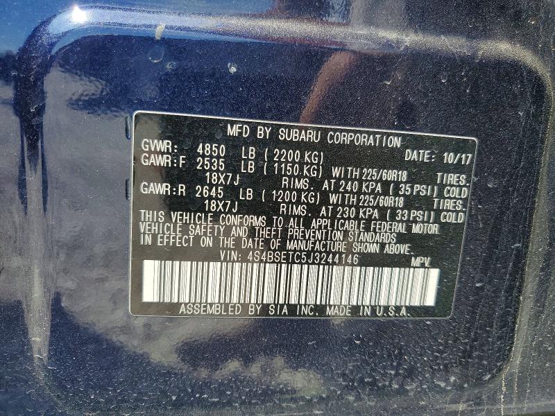 Продаж на аукціоні авто 2018 Subaru Outback, vin: 4S4BSETC5J3244146, номер лоту: 46200376