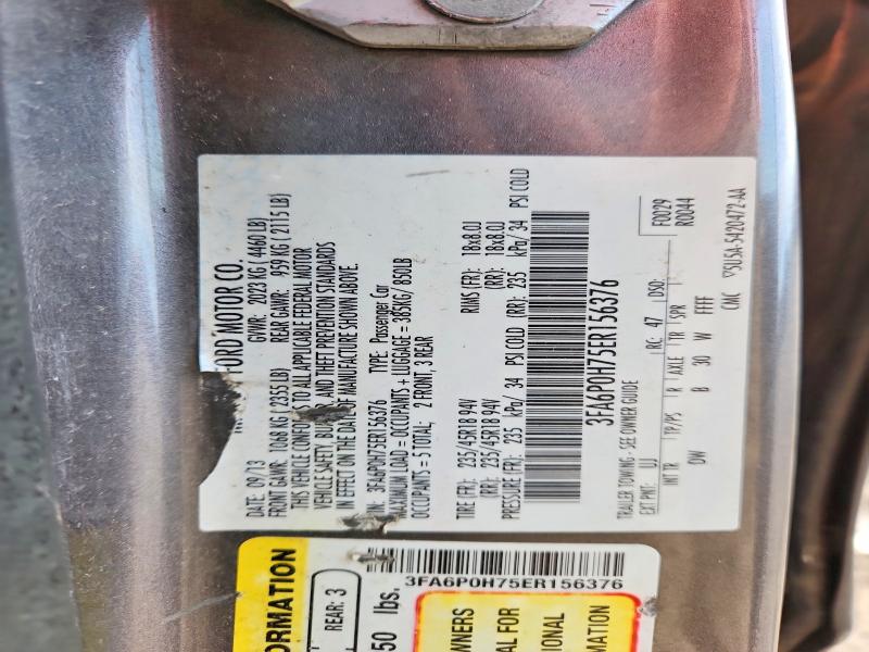 47036066 :رقم المزاد ، 3FA6P0H75ER156376 vin ، 2014 Ford Fusion مزاد بيع
