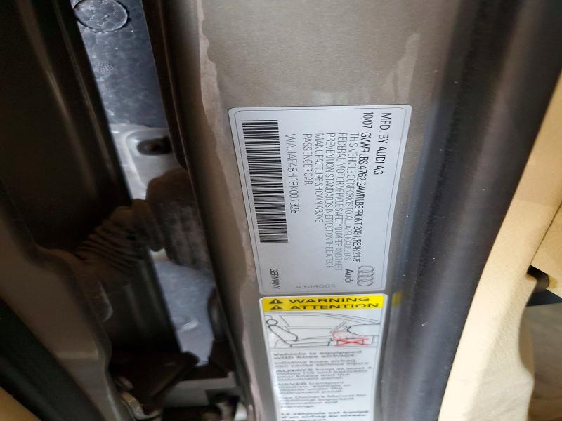 Продажа на аукционе авто 2008 Audi A4, vin: WAUAF48H18K007928, номер лота: 47279906