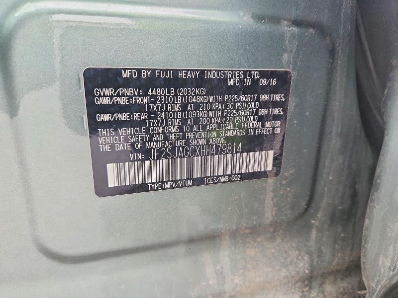 47336476 :رقم المزاد ، JF2SJAGCXHH479814 vin ، 2017 Subaru Forester مزاد بيع