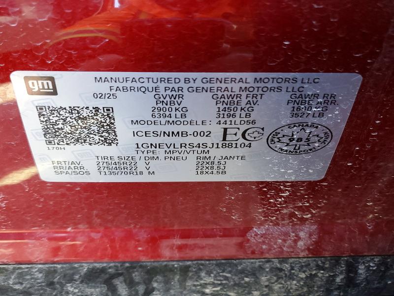 Aukcja sprzedaży 2025 Chevrolet Traverse, vin: 1GNEVLRS4SJ188104, numer aukcji: 47816396