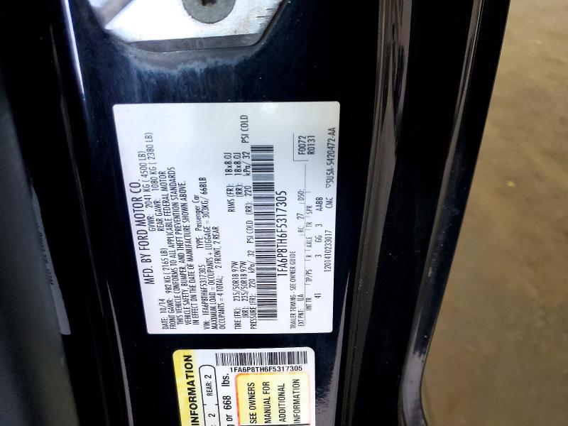 2015 Ford Mustang მანქანა იყიდება აუქციონზე, vin: 1FA6P8TH6F5317305, აუქციონის ნომერი: 47800986