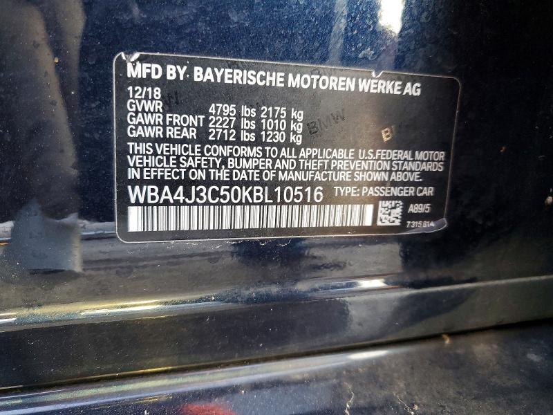 46927606 :رقم المزاد ، WBA4J3C50KBL10516 vin ، 2019 Bmw 430xi مزاد بيع