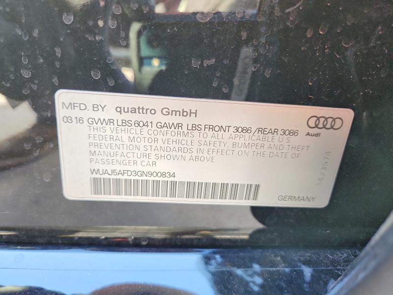 Aukcja sprzedaży 2016 Audi S8, vin: WUAJ5AFD3GN900834, numer aukcji: 45868076