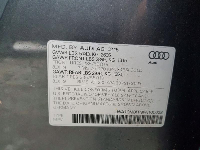 Продажа на аукционе авто 2015 Audi Q5, vin: WA1CMBFP9FA100628, номер лота: 41598216