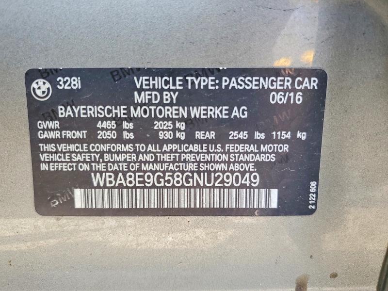 Aukcja sprzedaży 2016 Bmw 328, vin: WBA8E9G58GNU29049, numer aukcji: 47361346
