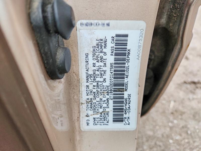 Aukcja sprzedaży 1996 Toyota Corolla, vin: 2T1BB02E0TC147585, numer aukcji: 46505566