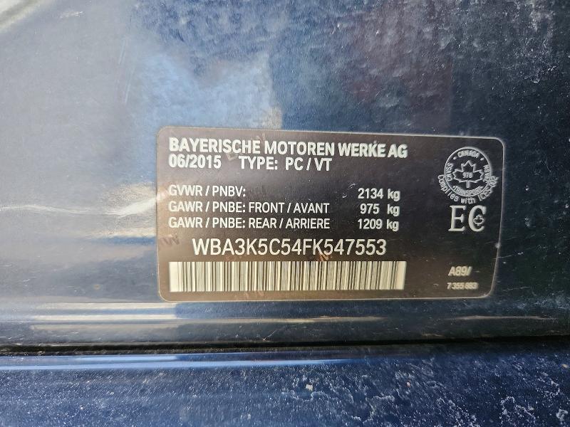 Auction sale of the 2015 Bmw 328, vin: WBA3K5C54FK547553, lot number: 46054386