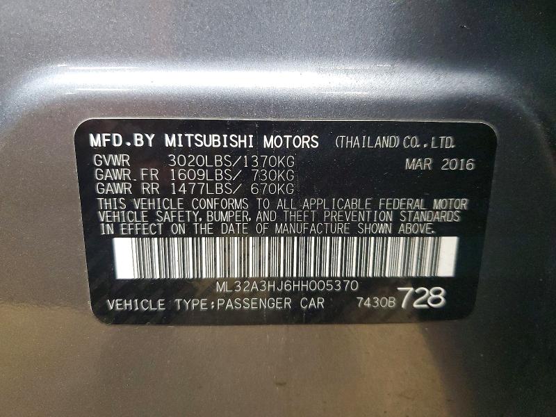 Продаж на аукціоні авто 2017 Mitsubishi Mirage, vin: ML32A3HJ6HH005370, номер лоту: 46132166
