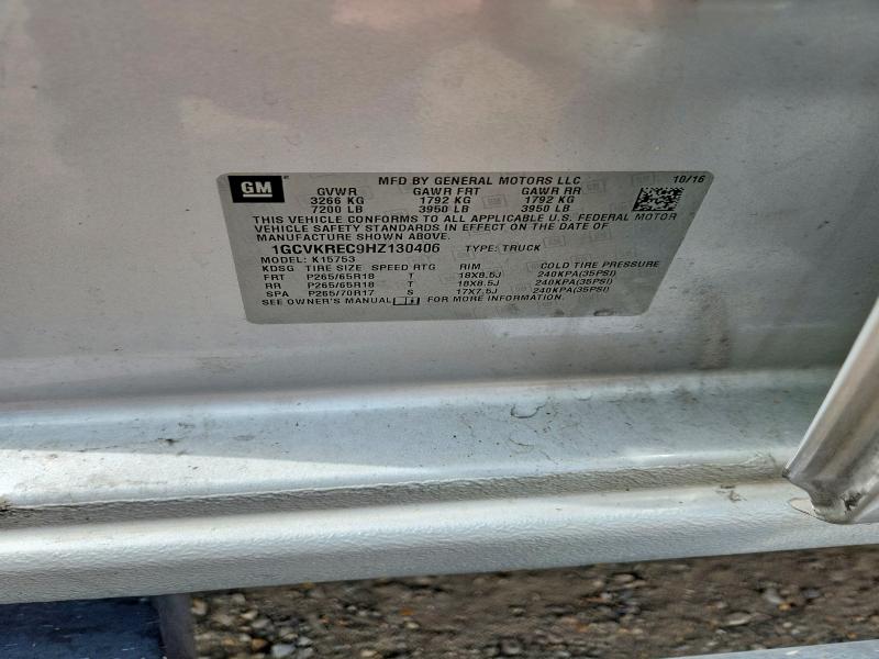 47580666 :رقم المزاد ، 1GCVKREC9HZ130406 vin ، 2017 Chevrolet Silverado مزاد بيع