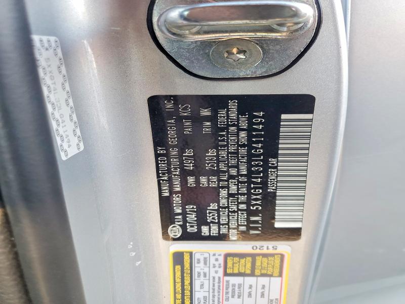 47064736 :رقم المزاد ، 5XXGT4L33LG411494 vin ، 2020 Kia Optima مزاد بيع