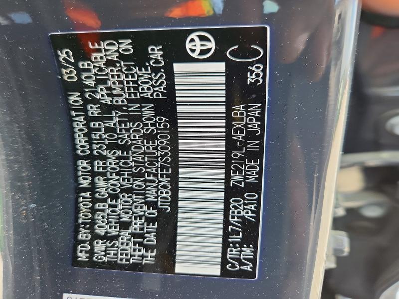 Продажа на аукционе авто 2025 Toyota Corolla Hybrid, vin: JTDBCMFE7S3090159, номер лота: 47627706